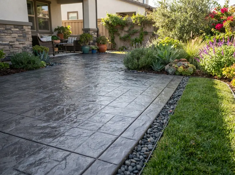 Maintaining stamped concrete in landscaped areas
